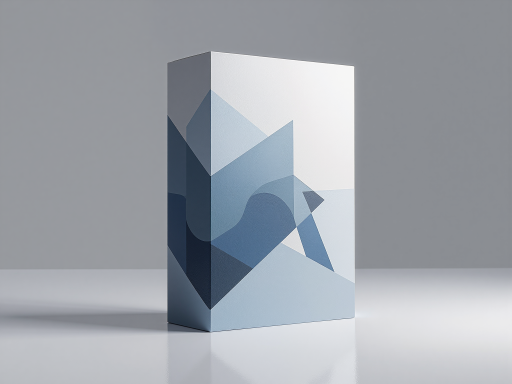 Paper packaging box with custom printing and die-cut design, white background